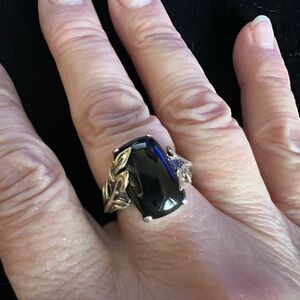 Michelle Albala Black Onyx Sterling Silver & Gold Vermeil Ring